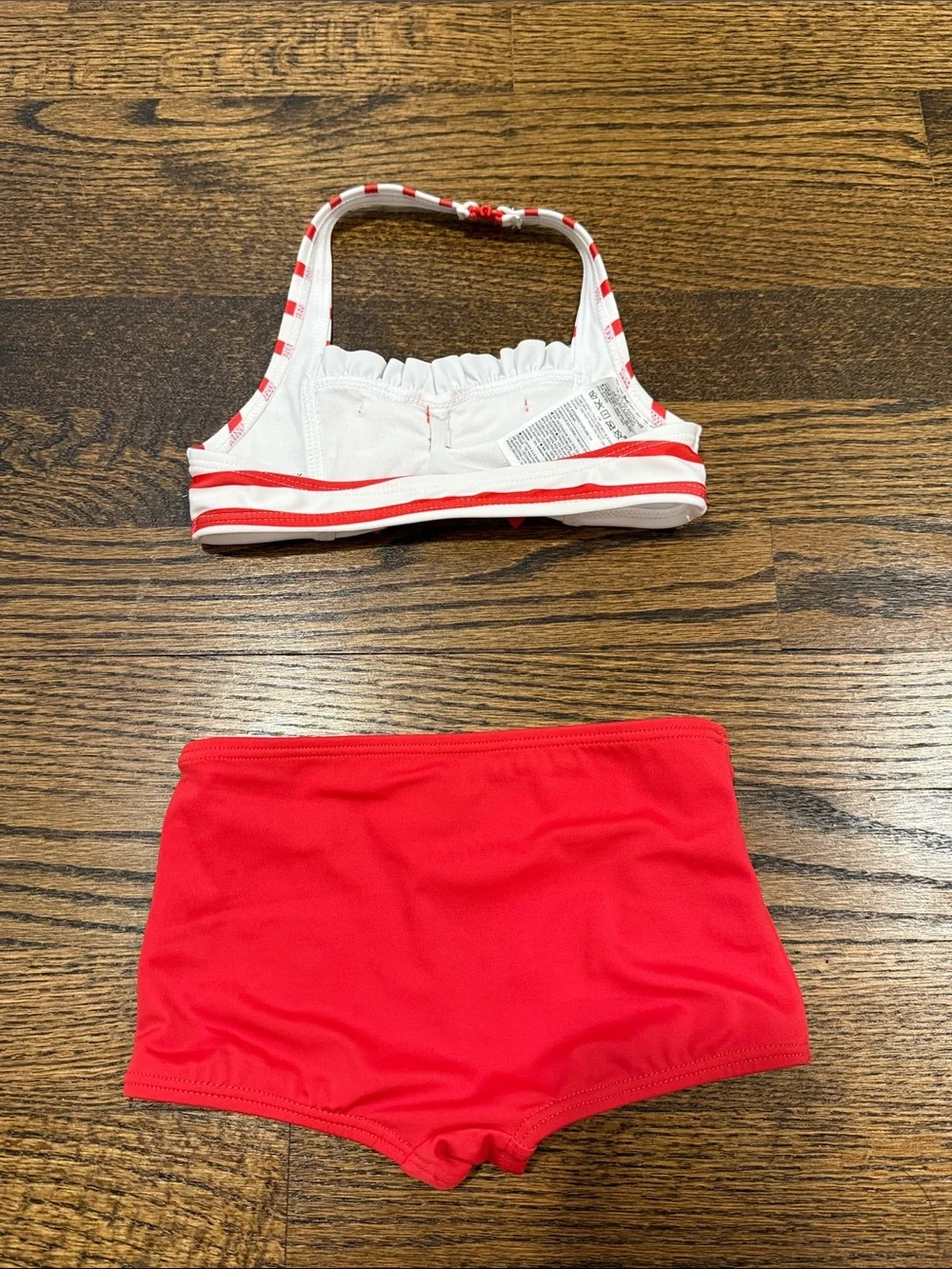 Janie and Jack Red and White Striped Two-Piece Swim Set with Bow